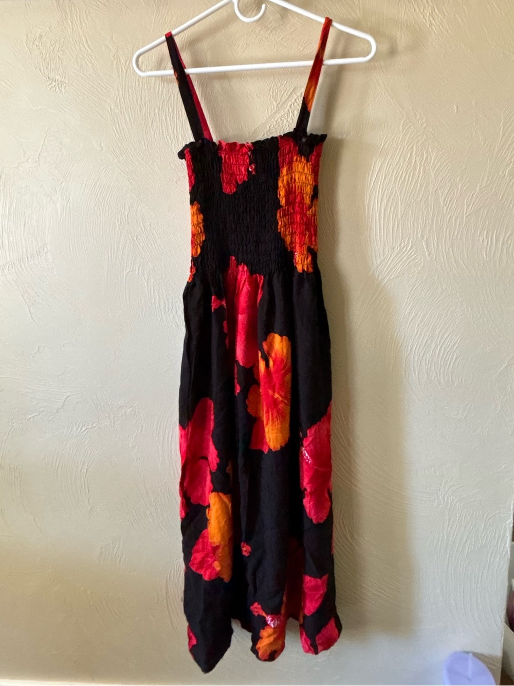 Just Love Black Maxi Dress with Red & Orange Floral Print